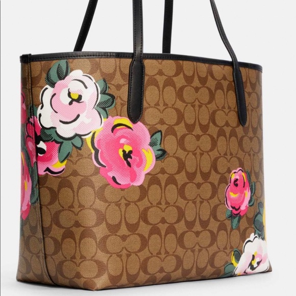 Coach City Tote Vintage Rose Print NWT - Picture 3 of 6